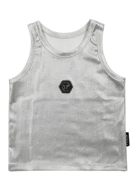 Canotta bambina argento in cotone Philipp Plein | GTA218ARGENTO